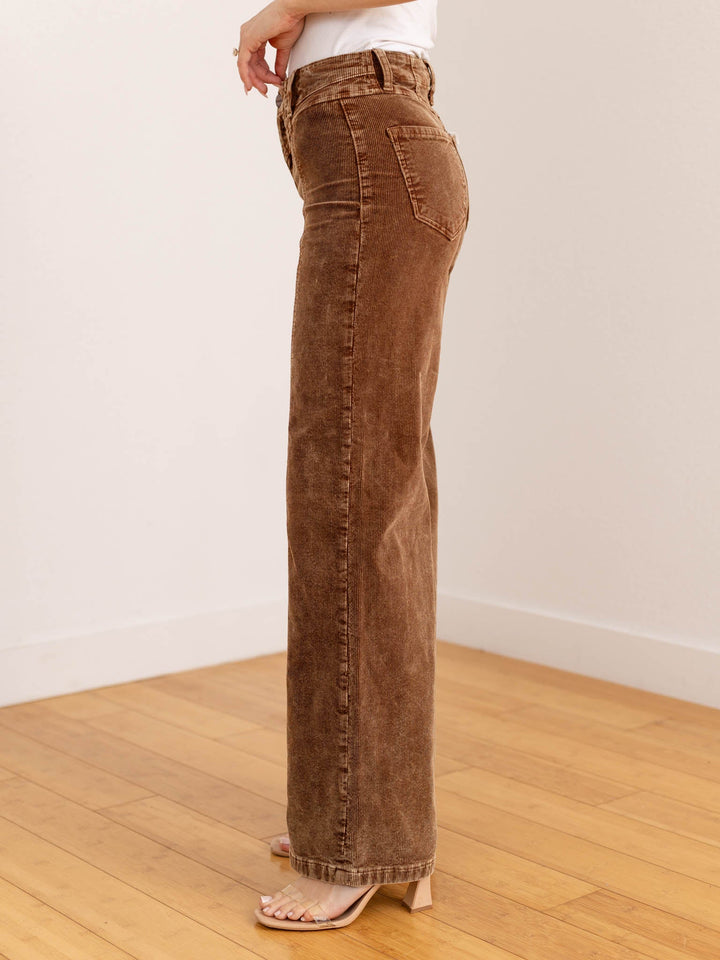 washed corduroy front seam pants