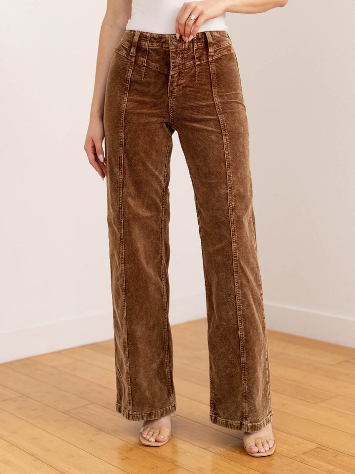 washed corduroy front seam pants