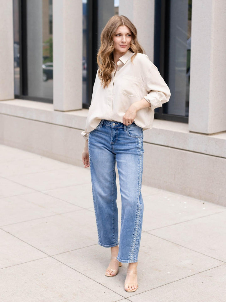 RISEN Oversized Cropped Linen Shirt