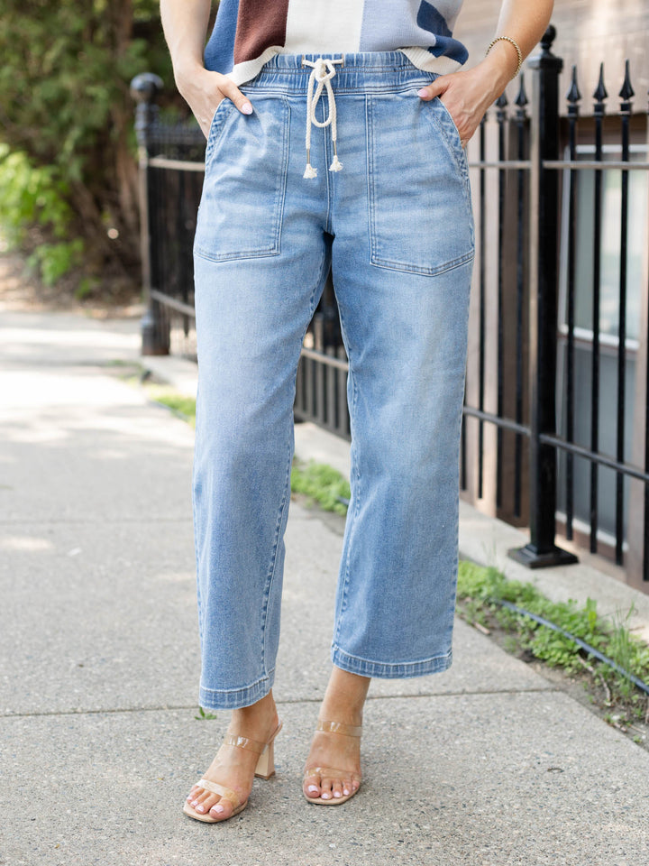baggy drawstring denim
