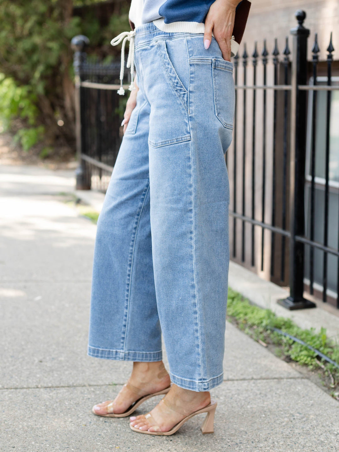 baggy drawstring denim