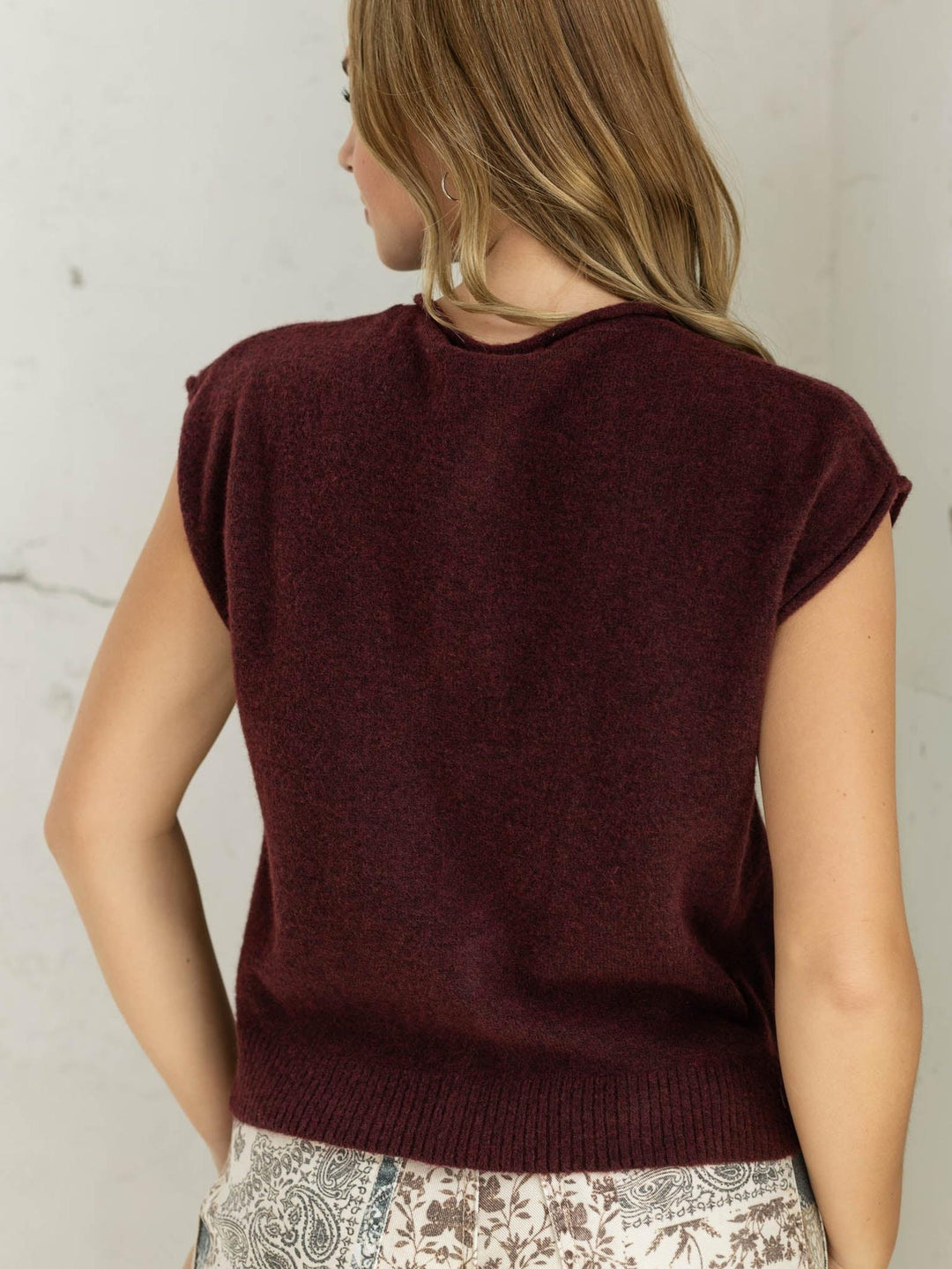 Roll Sleeve Button Up Sweater Cardi Top