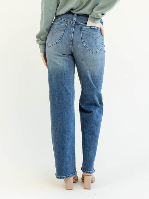 vintage medium wash straight leg denim