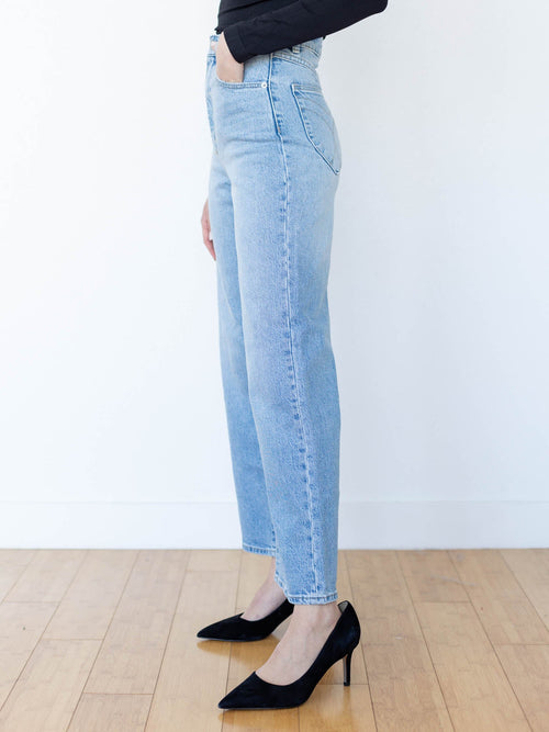 light wash rigid cropped wide leg denim