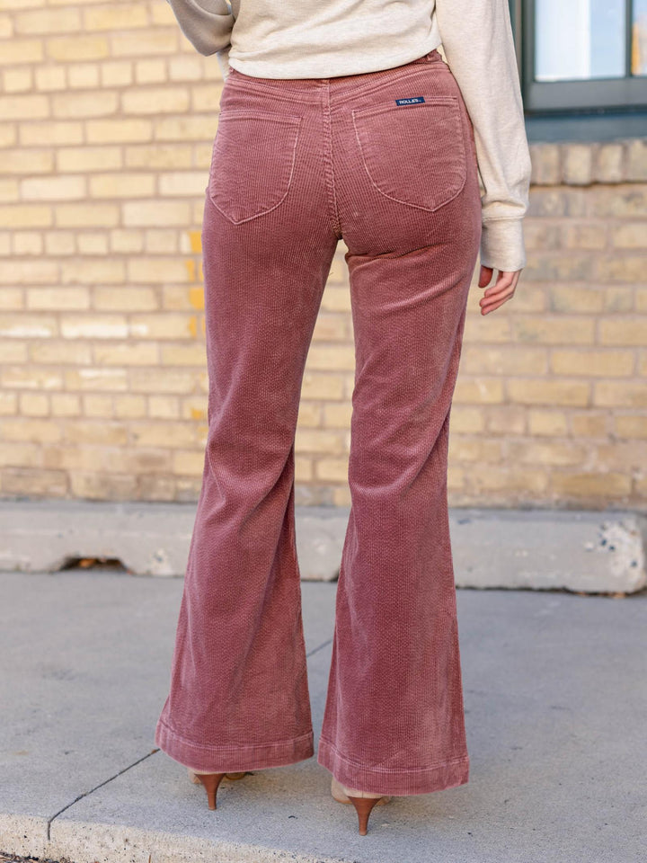 colored washed flared corduroy pants