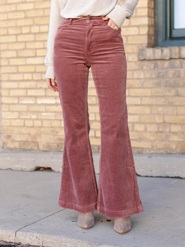 colored washed flared corduroy pants