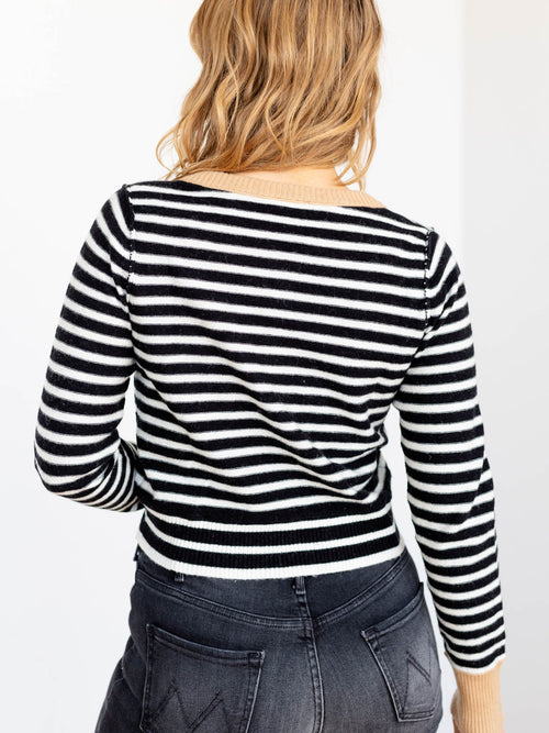 stripe button front cardigan