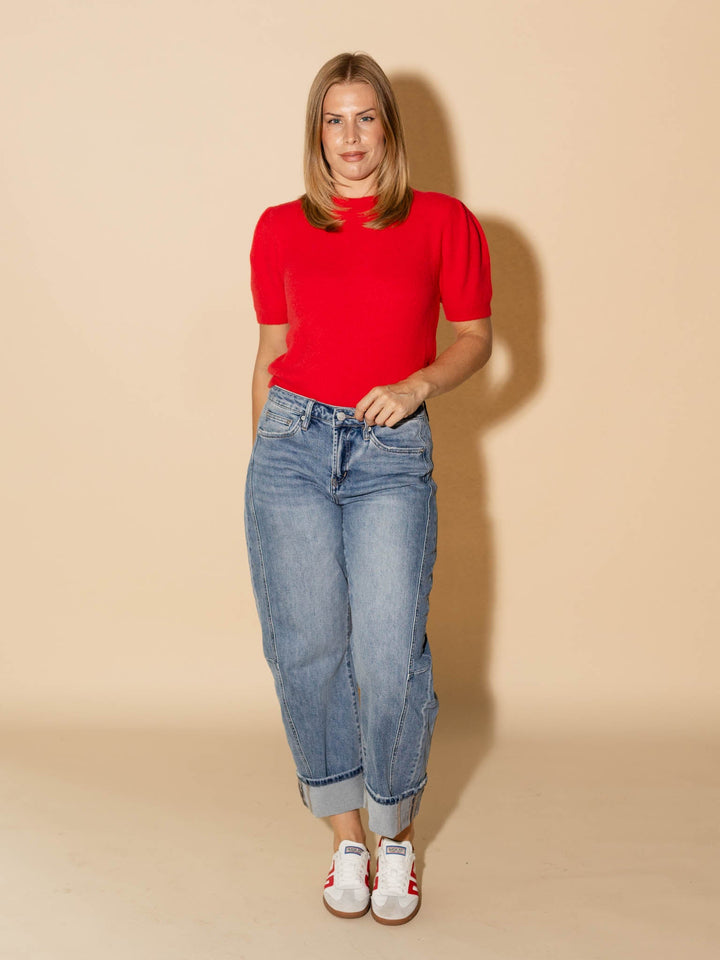 red super soft fuzzy sweater