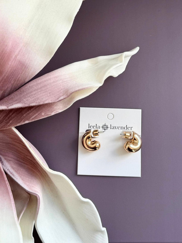 shiny gold huggie earring