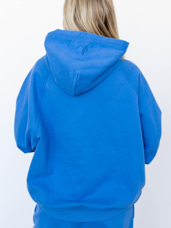 royal blue hooded sweatshirt