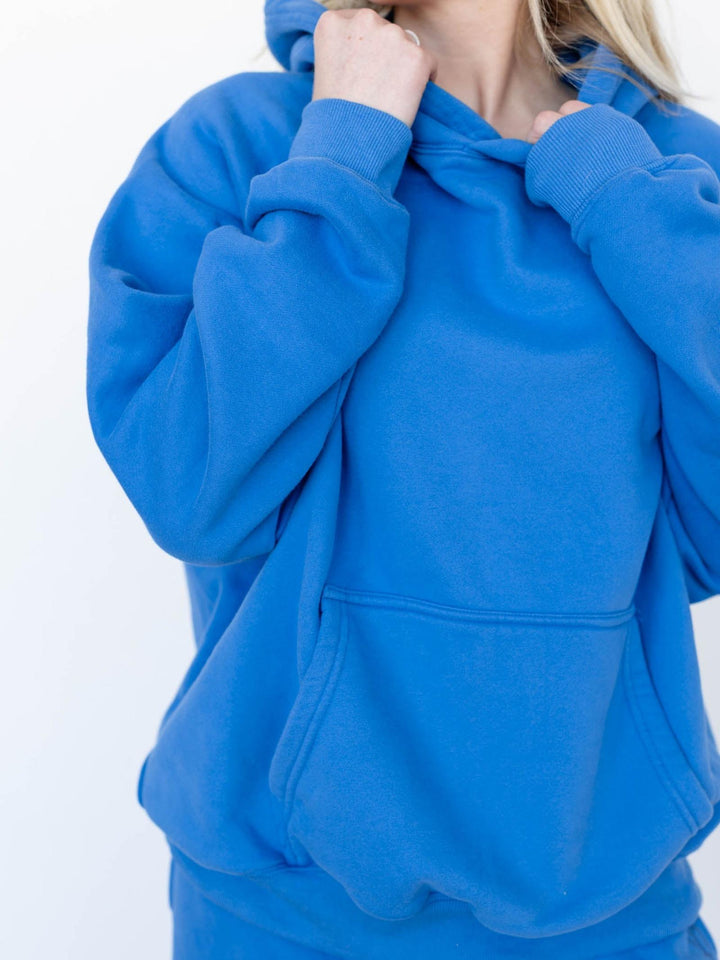 royal blue hooded sweatshirt
