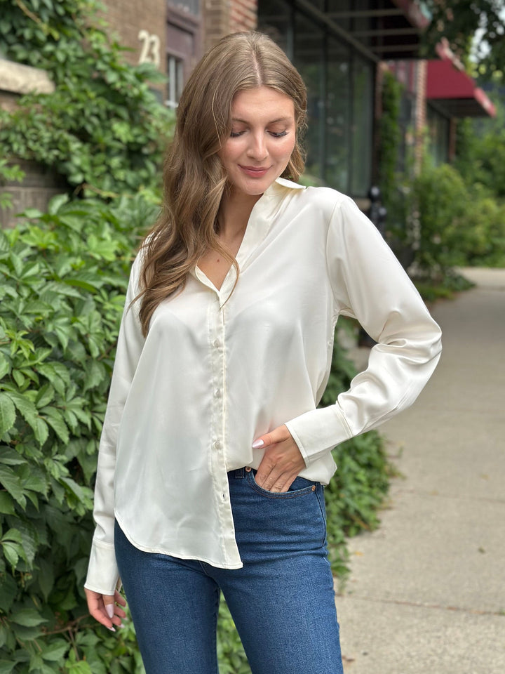Satin Buttoned Down Shirt