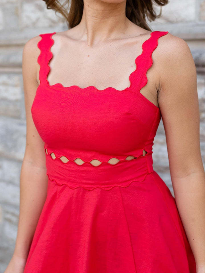 linen blend midi dress