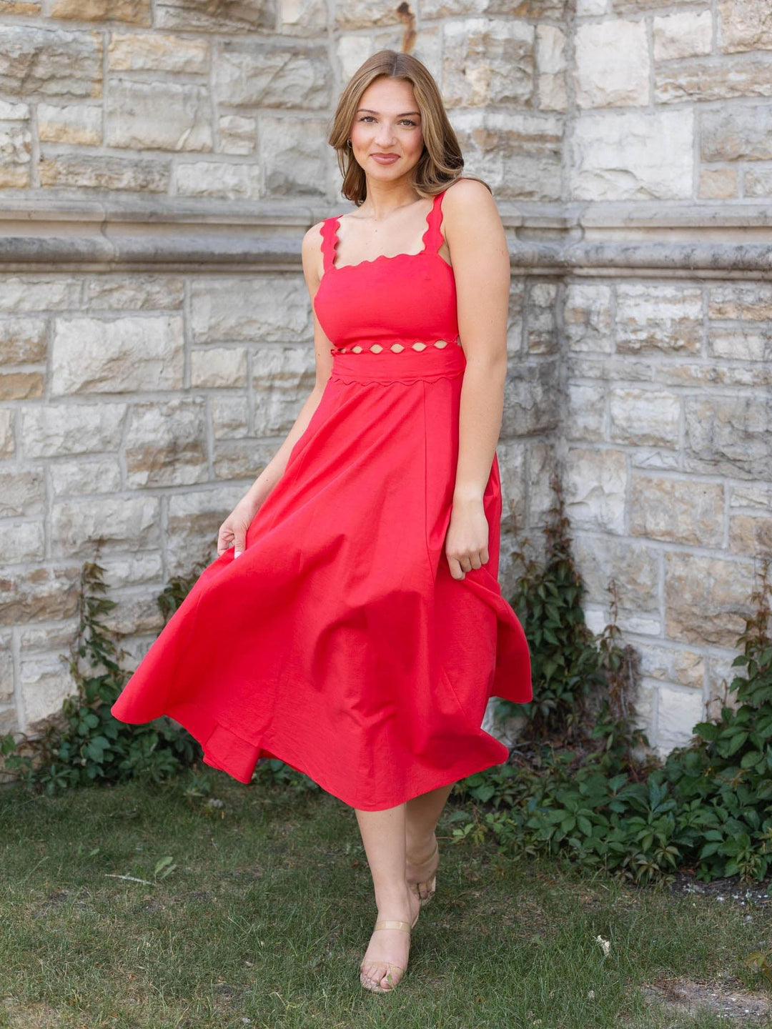 linen blend midi dress