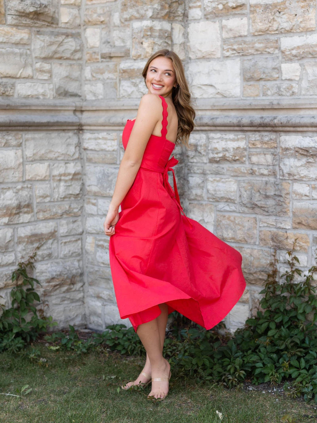 linen blend midi dress