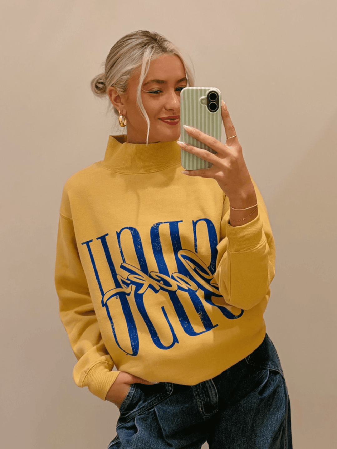 SD State Stappen Screenprinted Oversized Mock Neck