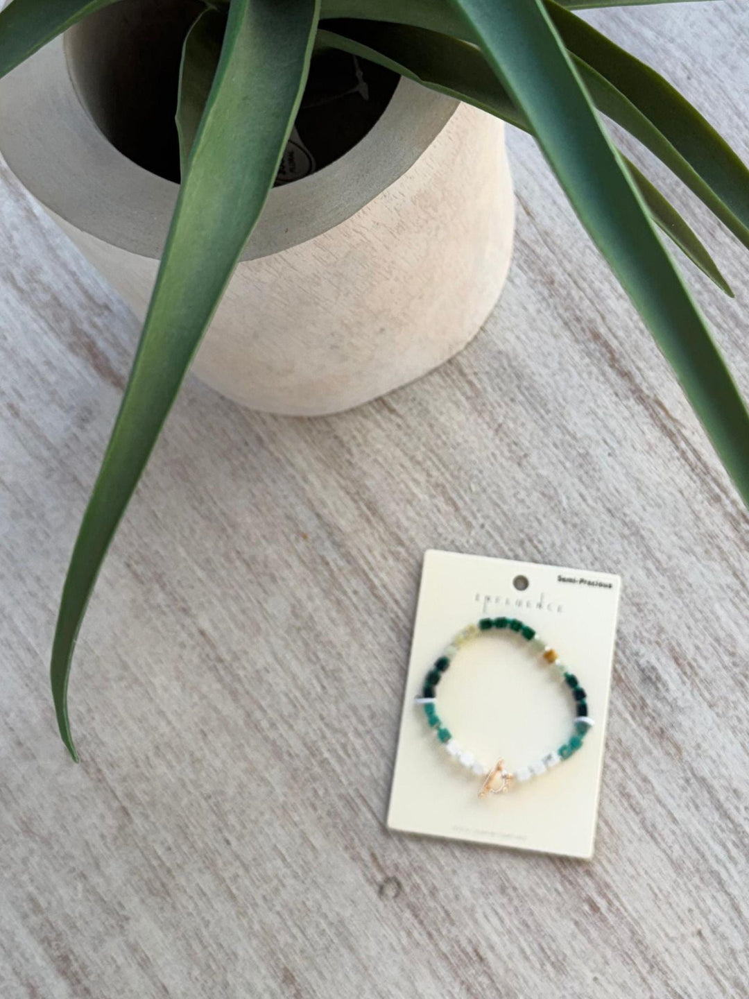 green colored stone bracelet