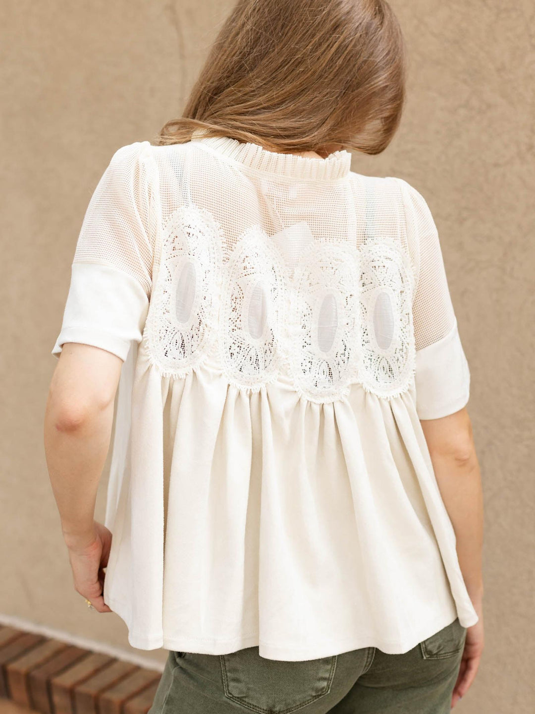 Sheer Panel Detail Blouse Top