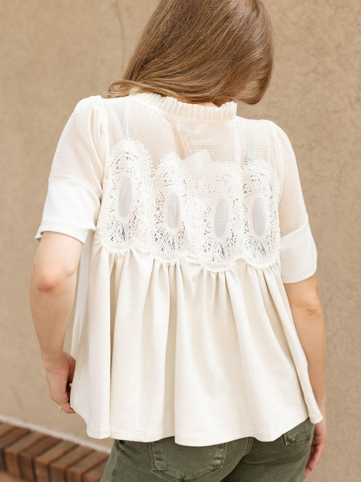 Sheer Panel Detail Blouse Top
