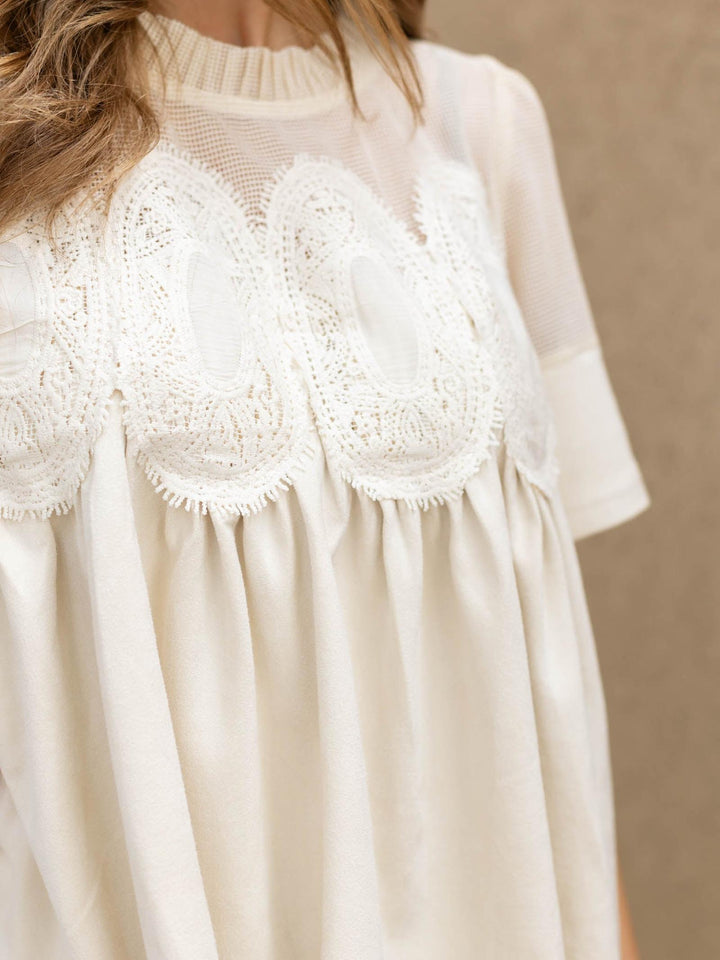 Sheer Panel Detail Blouse Top