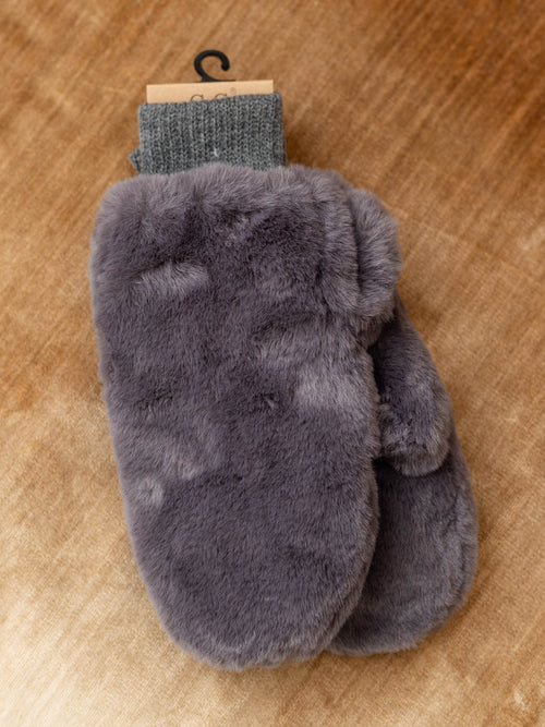 dark gray soft mittens