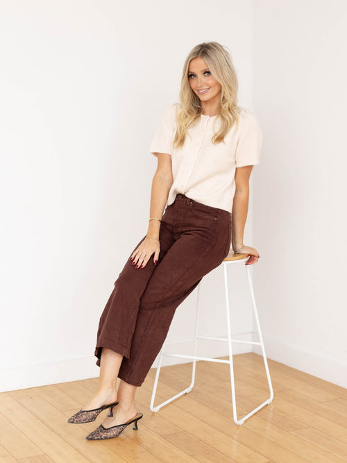 cream short sleeve cardigan