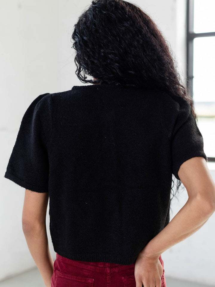 black short sleeve cardigan