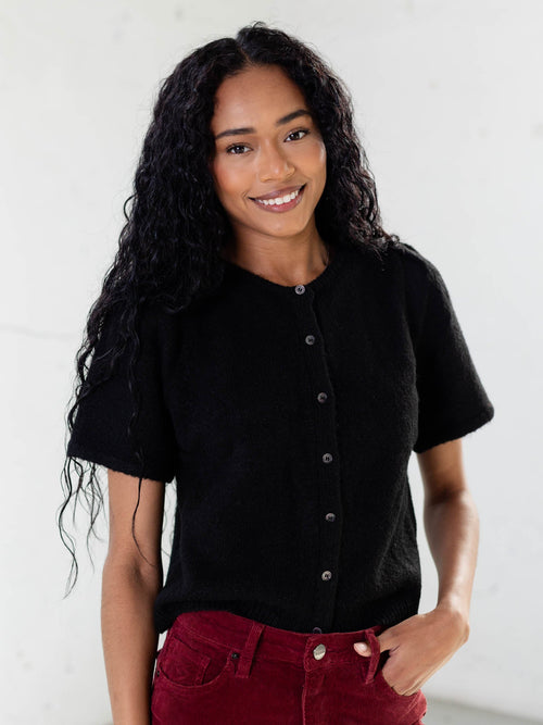 black short sleeve cardigan