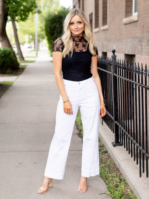 black floral lace tee