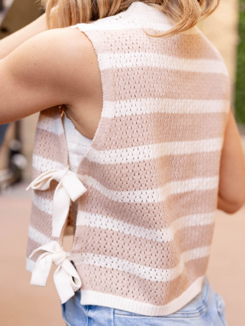 tan and cream side tie tank