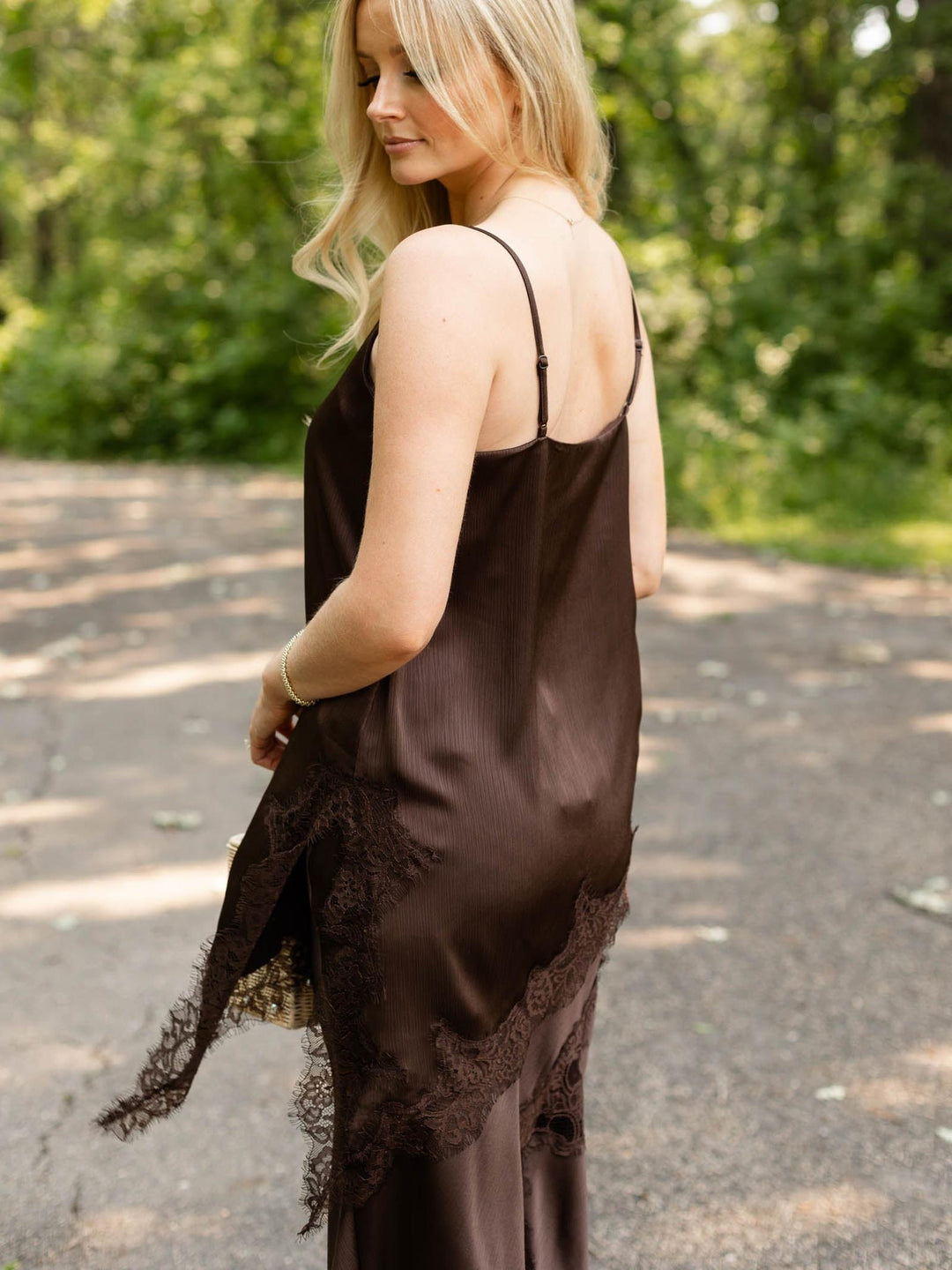 Skies Are Blue Asymmetrical Crinkled Satin Cami