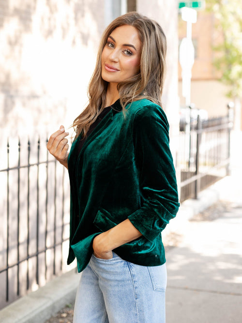 green velvet blazer