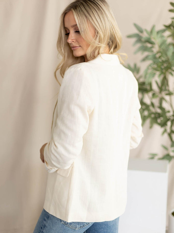 cream linen blazer