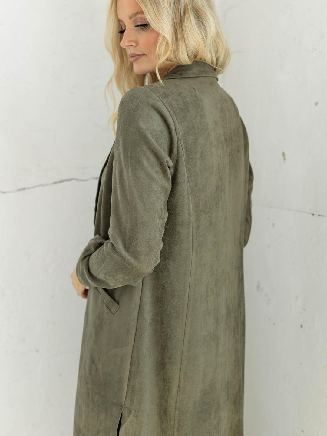 Skies Are Blue Classic Faux Suede Duster