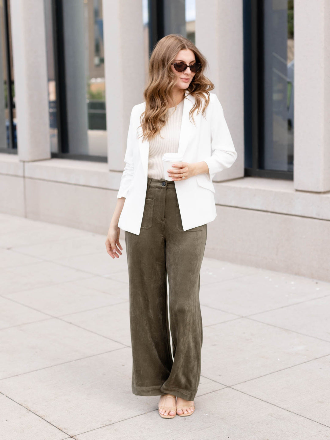 Skies Are Blue Classic Faux Suede Wide Leg Pant