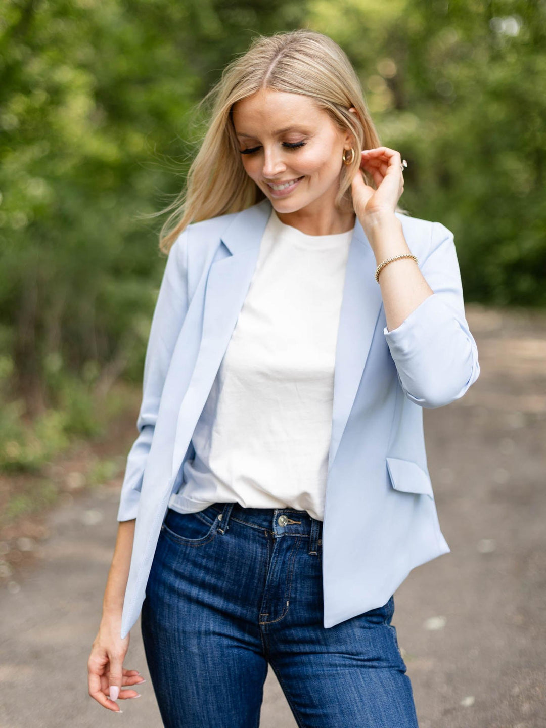 Skies Are Blue Classic Recycled Shirred Sleeve Blazer
