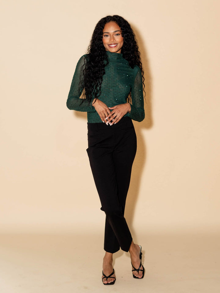 green studded mesh top