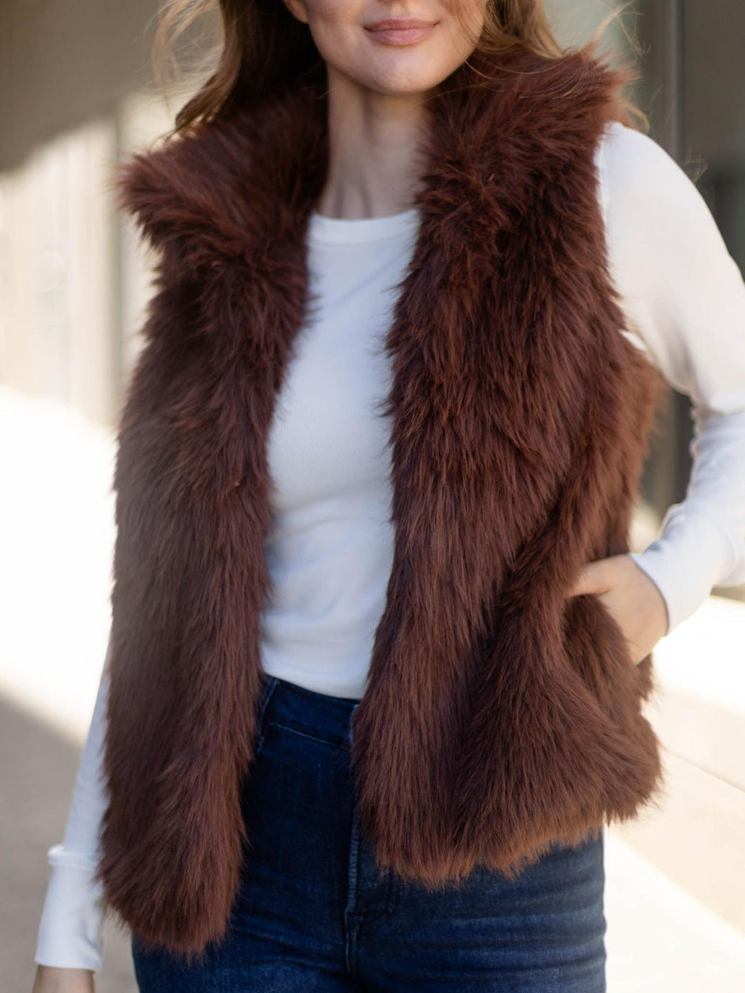 Skies Are Blue Faux Fur Vest