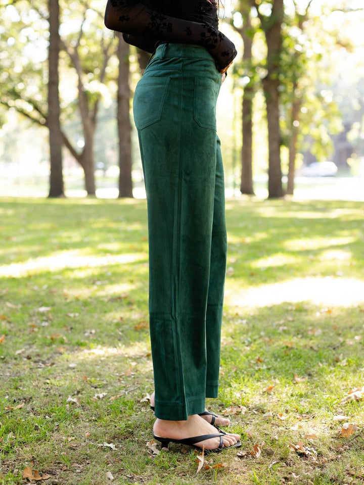 emerald green suede pants