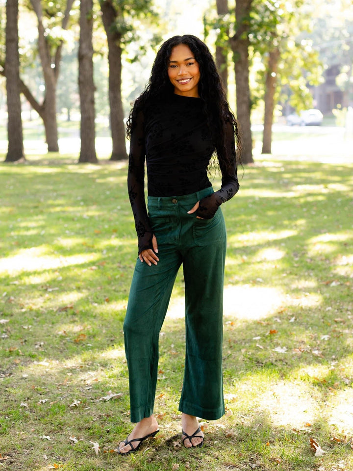 emerald green suede pants