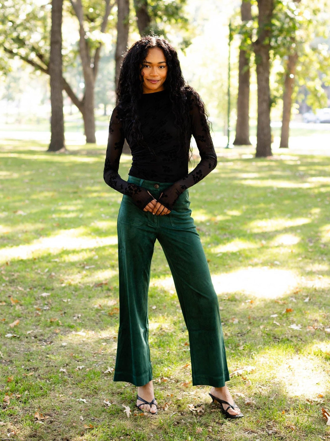 emerald green suede pants