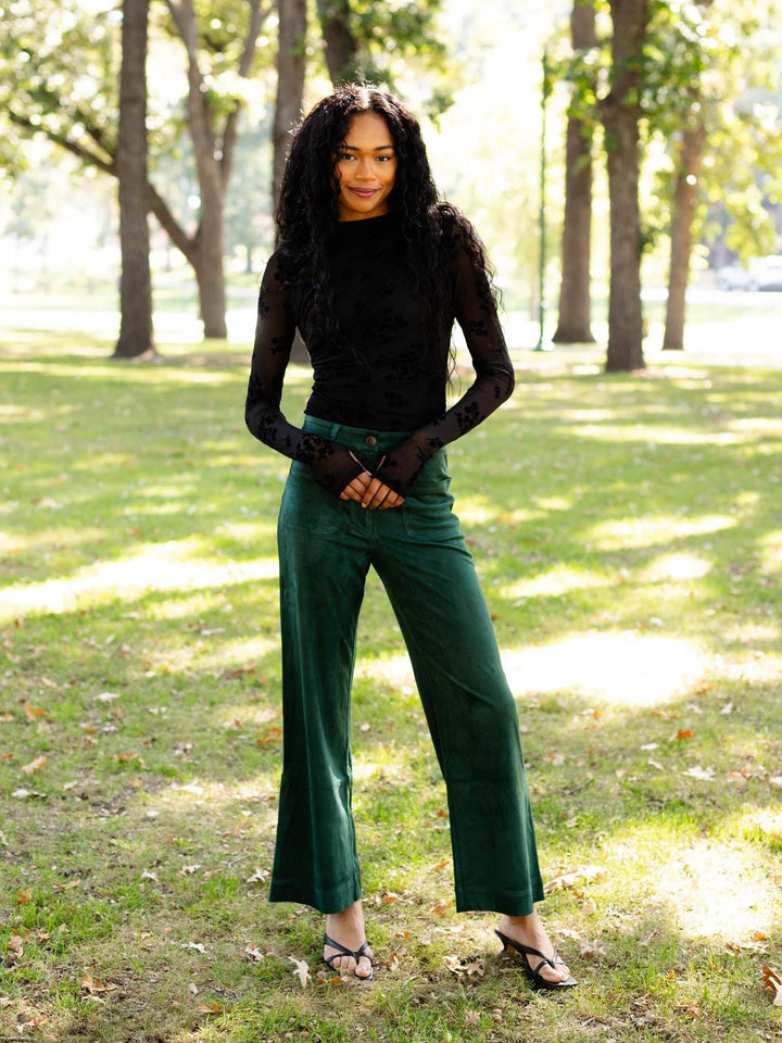 emerald green suede pants