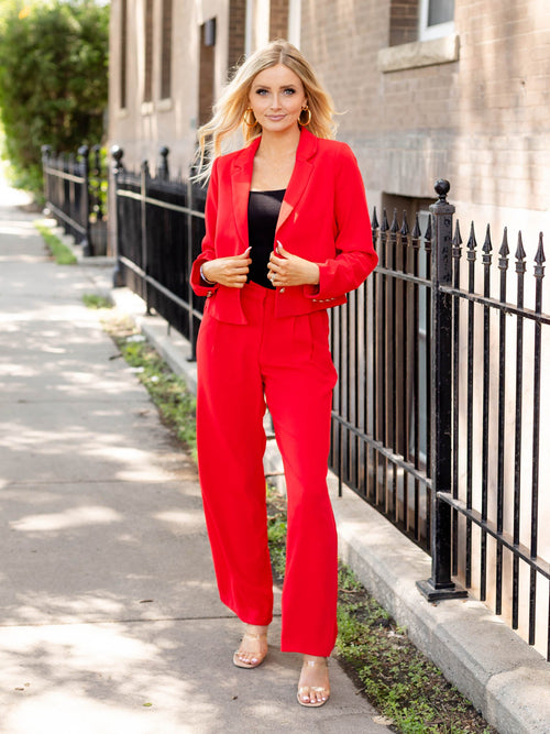 red wide leg trouser pant