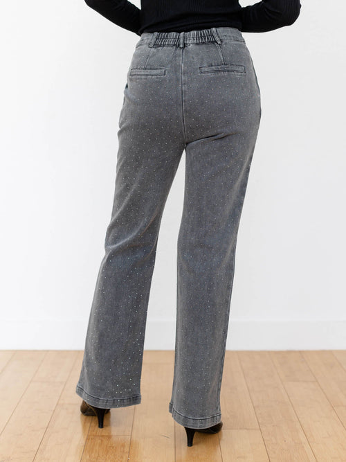 washed grey studded denim