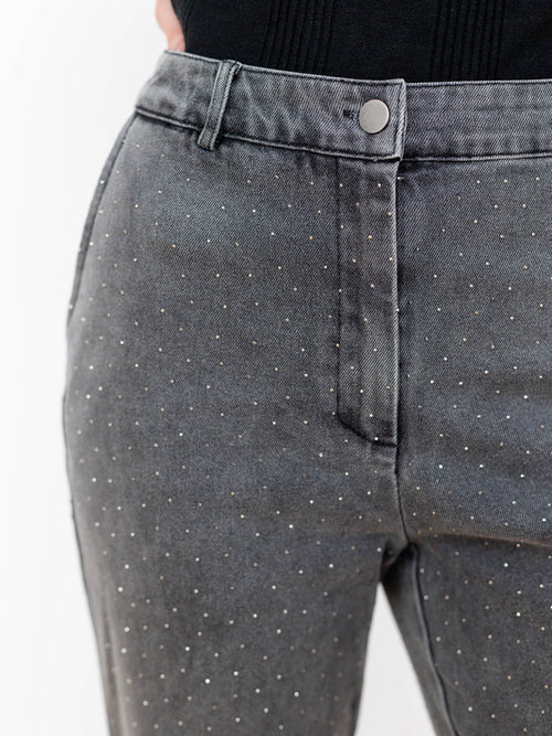 washed grey studded denim