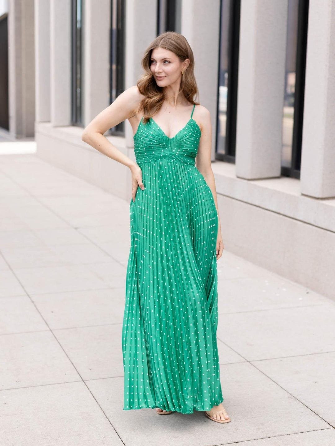 Skies Are Blue Pleated Midi Dress