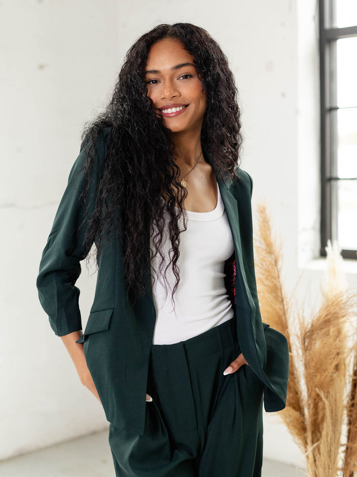 dark green blazer
