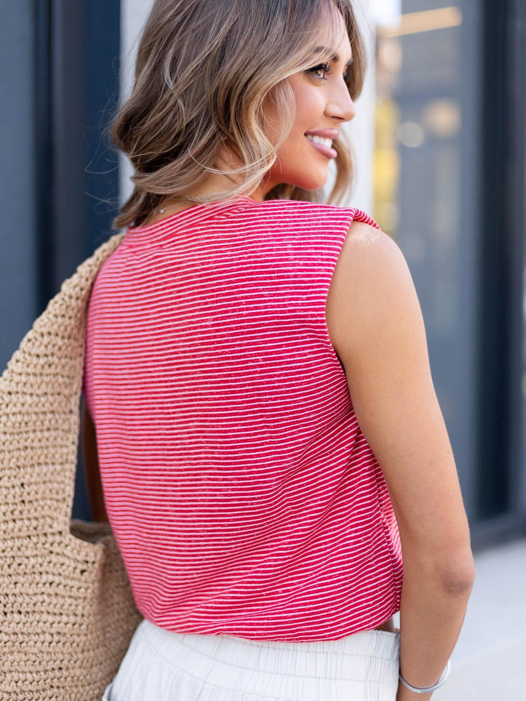 bubble hem striped top