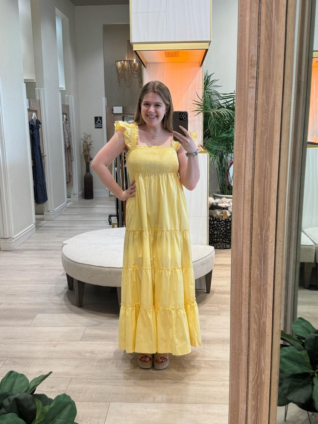 yellow and white maxi dress