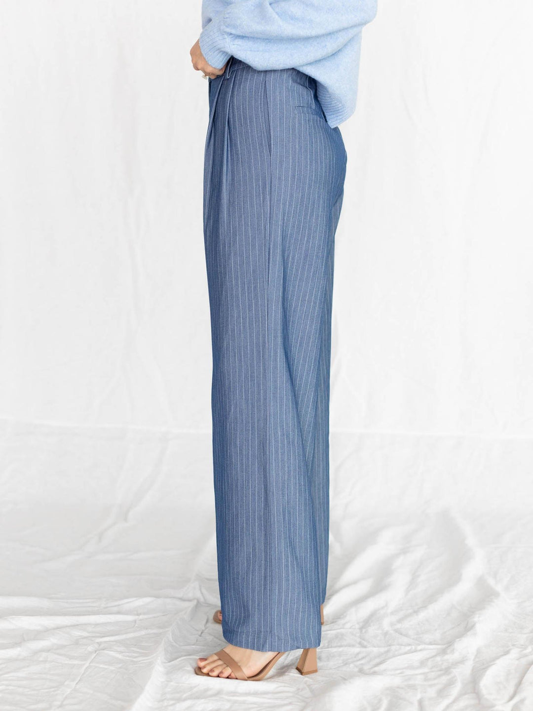 blue pinstripe dress pant